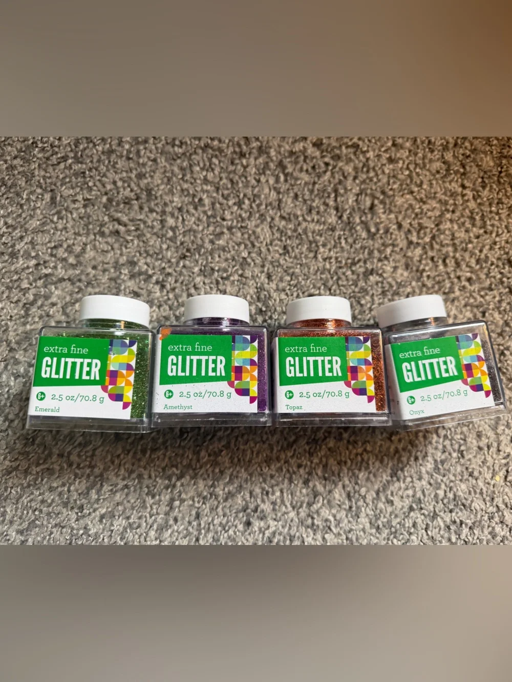 Extra Fine Glitter Assorted Colors - Emerald, Onyx, Amethyst, Topaz